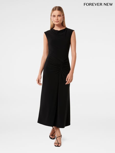 Forever New Black Carrie Draped Bodycon Midi Dress (F95753) | € 172
