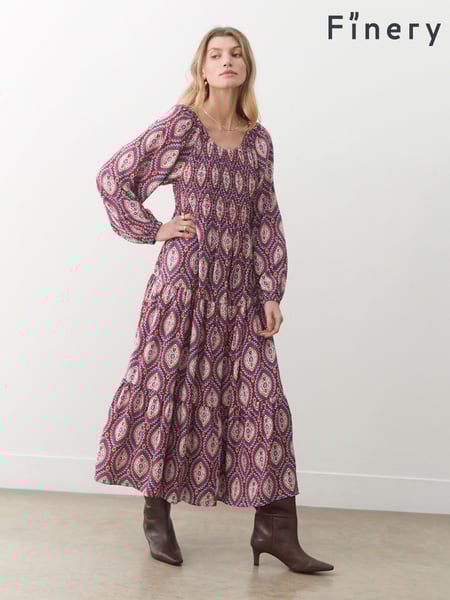 Finery Pink Tilly Crepe Printed Midi Smock Dress (F96020) | € 92