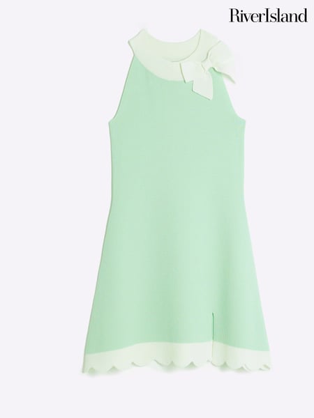 River Island Green Girls Bow Scallop Hem Dress (F96504) | € 41