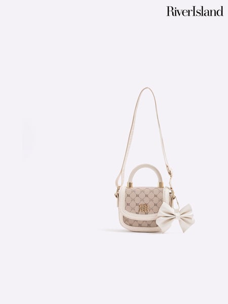 River Island Brown Girls Faux Leather Bow Monogram Bag (F96561) | € 31