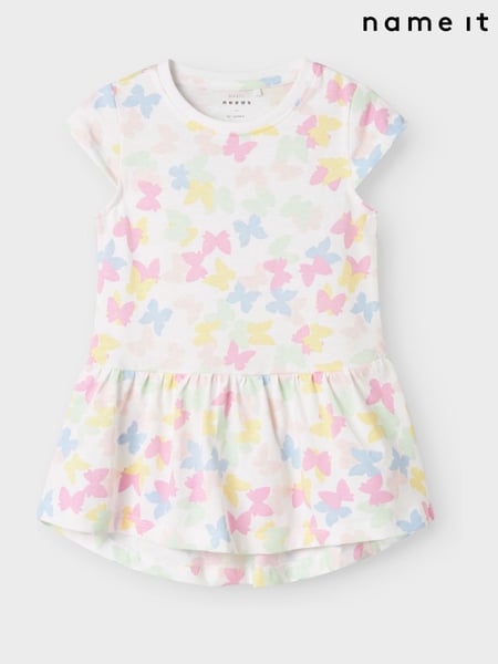 Name It White Butterfly Print Jersey Dress (F97985) | € 16