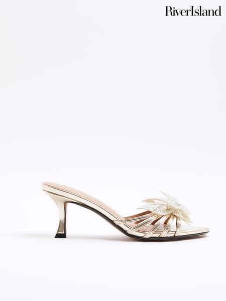 River Island Gold Butterfly Heeled Mules (F98648) | € 59