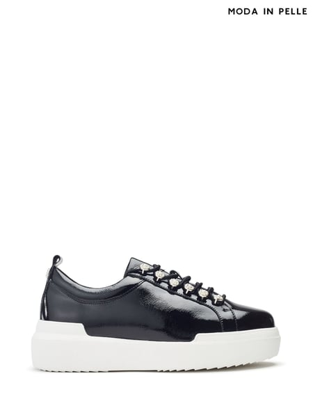 Moda in Pelle Blossie Pearl Detail Slab Sole Leather Trainers (F99285) | € 172