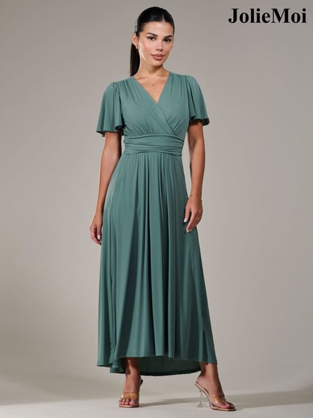 Jolie Moi Green Petite Short Sleeve Soft Silky Jersey Maxi Dress (G00638) | € 123