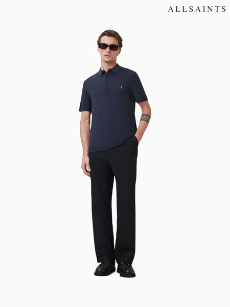 AllSaints Blue Mode Merino Shortsleeve Polo Shirt (G01062) | € 148