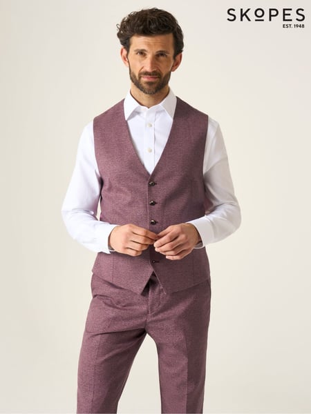 Skopes Red Single Breasted Jodrell Tweed Effect Suit Waistcoat (G01083) | € 86