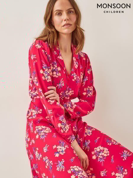 Monsoon Red Sarah Floral Print Midi Dress (G01708) | € 117