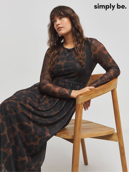 Simply Be Animal Print Mesh Midi Dress (H12459) | € 62