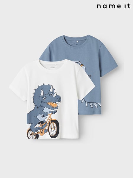 Name It Blue Dinosaur Print Short Sleeve T-Shirts 2 Pack (H12616) | € 25