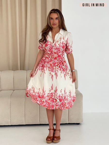 Girl In Mind Pink Holland Boarder Print Collar Midi Dress (H13936) | € 89
