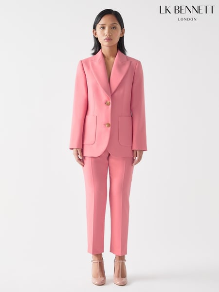 LK Bennett Pink Aimee Petite Desert Rose Twill Double Breasted Tailored Jacket (H13957) | € 466