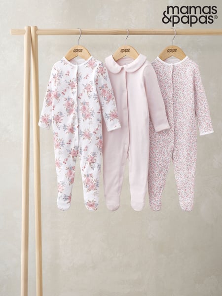 Mamas & Papas Floral Print 100% Cotton Sleepsuits 3 Pack (H14296) | € 37