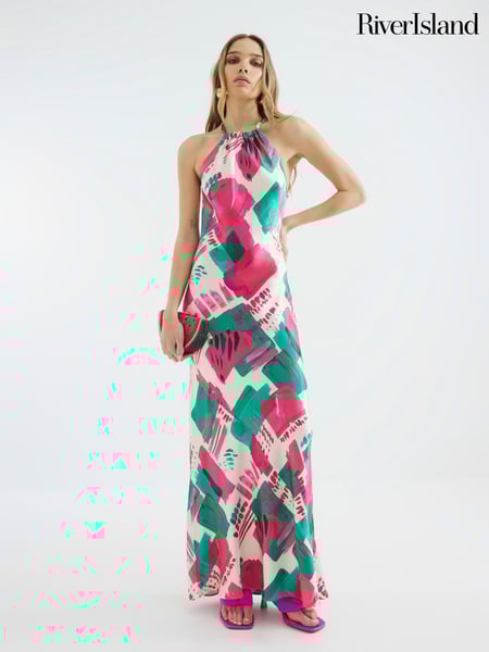 River Island Pink Halter Neck Midi Dress (H15983) | € 97