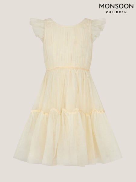 Monsoon Natural Charlize Flutter Sleeve Tulle Dress (H16691) | € 59 - € 66