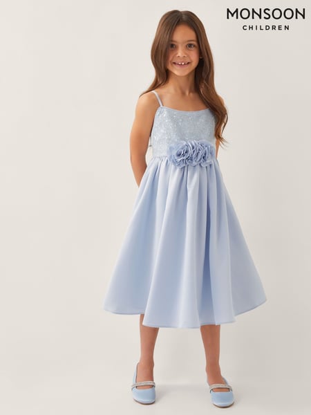 Monsoon Blue Orelia Strappy Sequin Satin Dress (H16703) | € 86