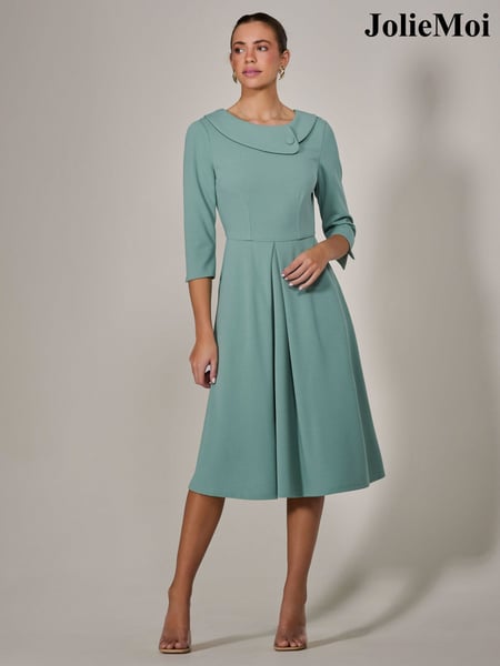 Jolie Moi Green Roll Collar Long Sleeve Midi Dress (H16874) | € 122