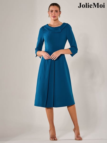 Jolie Moi Blue Roll Collar Long Sleeve Midi Dress (H16881) | € 122