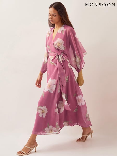 Monsoon Pink Amelia Wrap Maxi Dress (H16914) | € 218