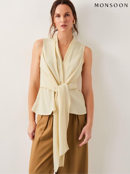 Monsoon Natural Jasmine Tie-Front Tank Top (H16927) | € 101