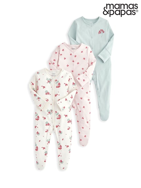 Mamas & Papas Pink Dino Prints Sleepsuits 3 Pack (H17088) | € 34