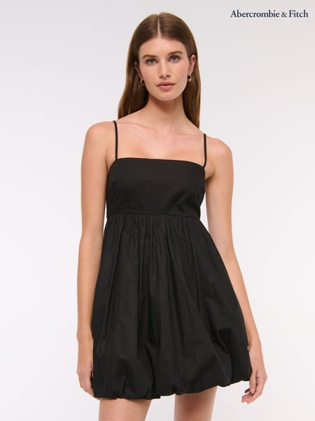 Abercrombie & Fitch Short Bubble Hem Strappy Black Dress (H17708) | € 90
