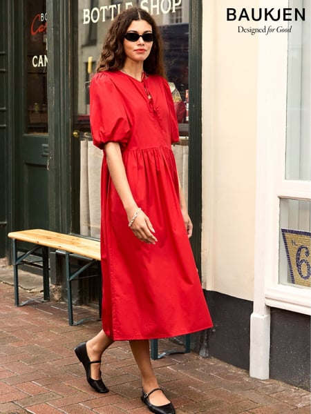 Baukjen Rose 100% Organic Cotton Tie Midi Dress (H18397) | € 264