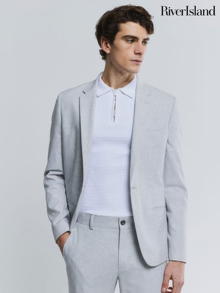 River Island Grey Skinny Textured Suit Jacket (H19466) | € 117