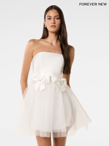 Forever New White Camelia Strapless Tulle Skirt Mini Dress (H19584) | € 164