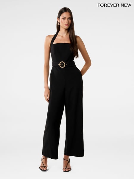 Forever New Black Remmie Halter Neck Jumpsuit (H19586) | € 187