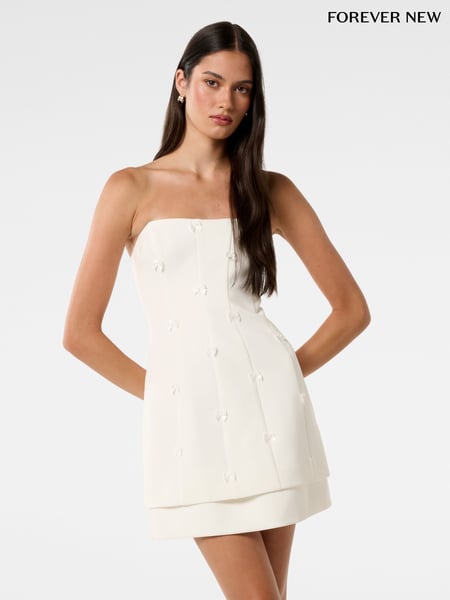 Forever New White Aurelie Strapless Bow Mini Dress (H19589) | € 172