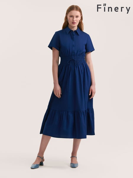 Finery Blue Penny Cotton Midi Shirt Dress (H21100) | € 76