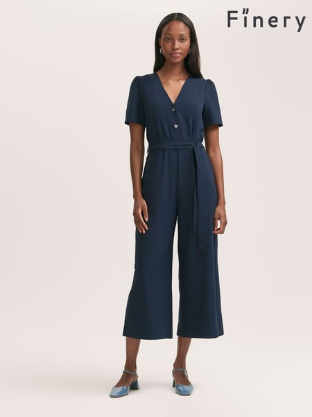 Finery Blue Uma Crepe Short Sleeve Jumpsuit (H21140) | € 76
