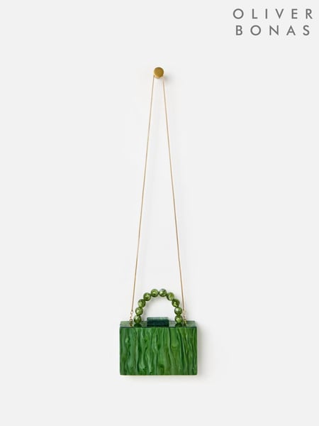 Oliver Bonas Green Marbled Box Clutch Bag (H21849) | € 90