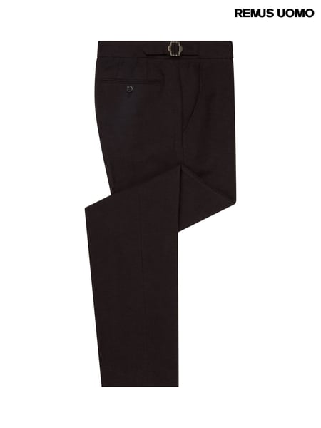 Remus Uomo Black Slim Leg Linen-Blend Formal Trousers (H22249) | € 140