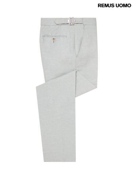 Remus Uomo Grey Tapered Fit Linen-Blend Smart Trousers (H22253) | € 140