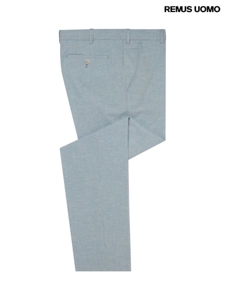 Remus Uomo Blue Slim Leg Linen-Blend Smart Trousers (H22255) | € 125