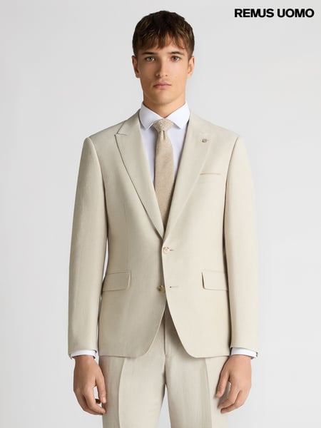 Remus Uomo Cream Tapered Fit Linen-Blend Suit Jacket (H22259) | € 279