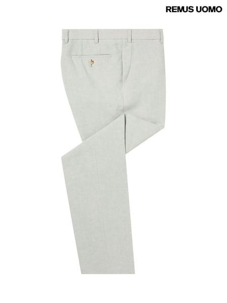 Remus Uomo Green Tapered Fit Linen-Blend Smart Trousers (H22260) | € 140
