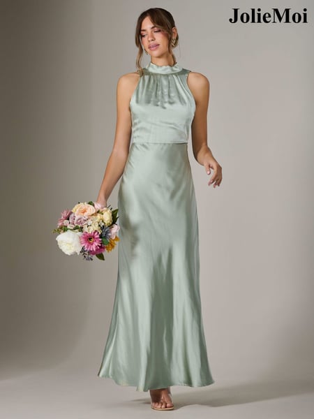 Jolie Moi Green Halter Neck Maxi Dress (H22333) | € 122