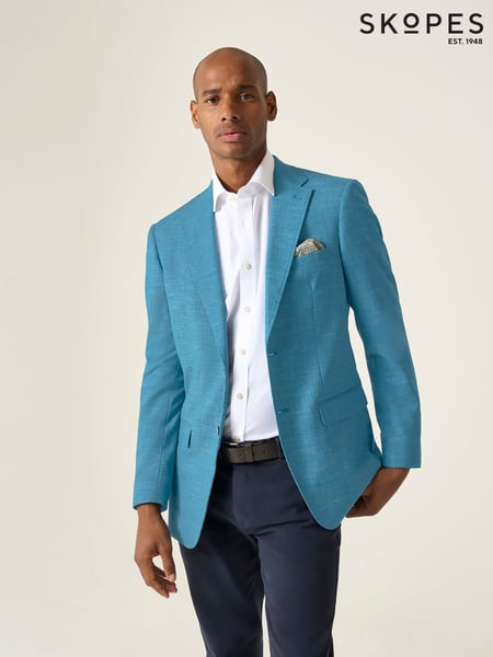 Skopes Aqua Blue Tailored Fit Jamie Semi Plain Blazer Jacket (H22475) | € 201
