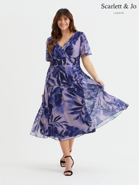 Scarlett & Jo Purple Victoria Angel Sleeve Mesh Midi long Dress (H24123) | € 133