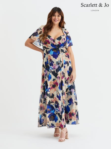 Scarlett & Jo Blue Kemi Bolero Wrap Bodice Maxi Gown (H24125) | € 148