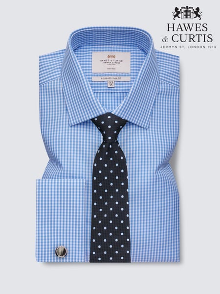 Hawes & Curtis Blue Gingham Check 100% Cotton Shirt (H24134) | € 101