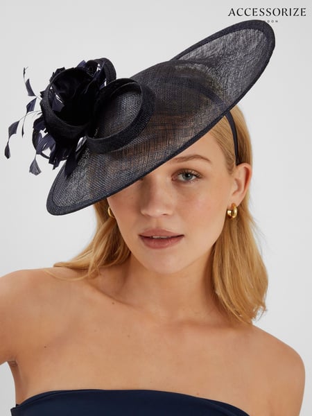 Accessorize Blue Large Disc Feather Corsage Fascinator Hat (H24238) | € 109