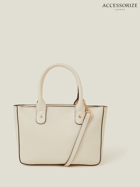 Accessorize Cream Mini Woven Faux Leather Handbag (H24300) | € 44