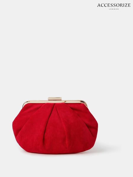 Accessorize Red Pleated Suedette Clutch Bag (H24302) | € 44