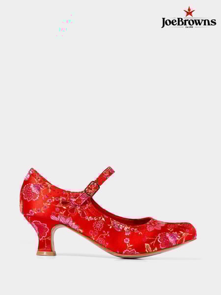 Joe Browns Red Satin Jacquard Mary Jane Heels (H25593) | € 78