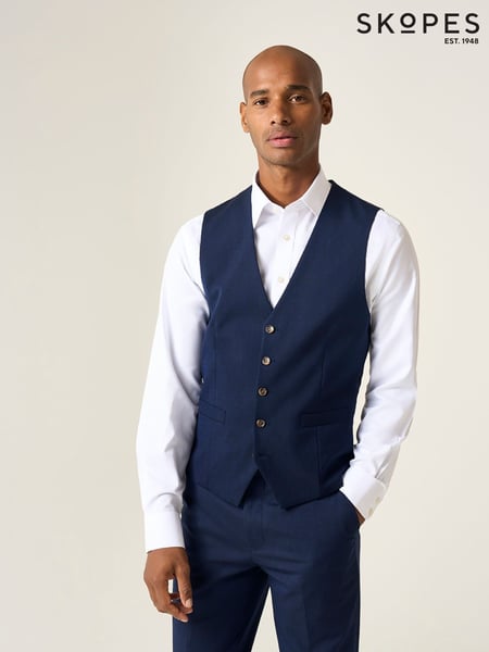 Skopes Blue Tailored Fit Caspian Single Breasted Stretch Look Suit Waistcoat (H25794) | € 70