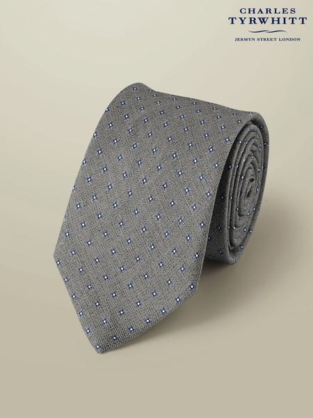 Charles Tyrwhitt Grey Silk Linen Printed Tie (H26083) | € 78