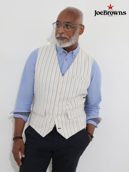 Joe Browns Grey Striped Linen Blend Suit Waistcoat (H26819) | € 94